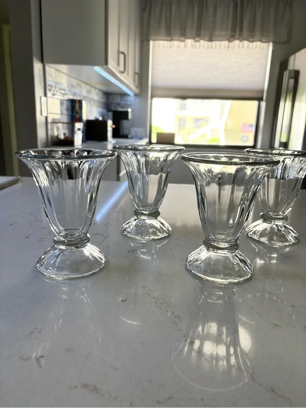 Set of 7 New Old Stock Libbey Clear Glass Tulip Sundae Cups - Vintage